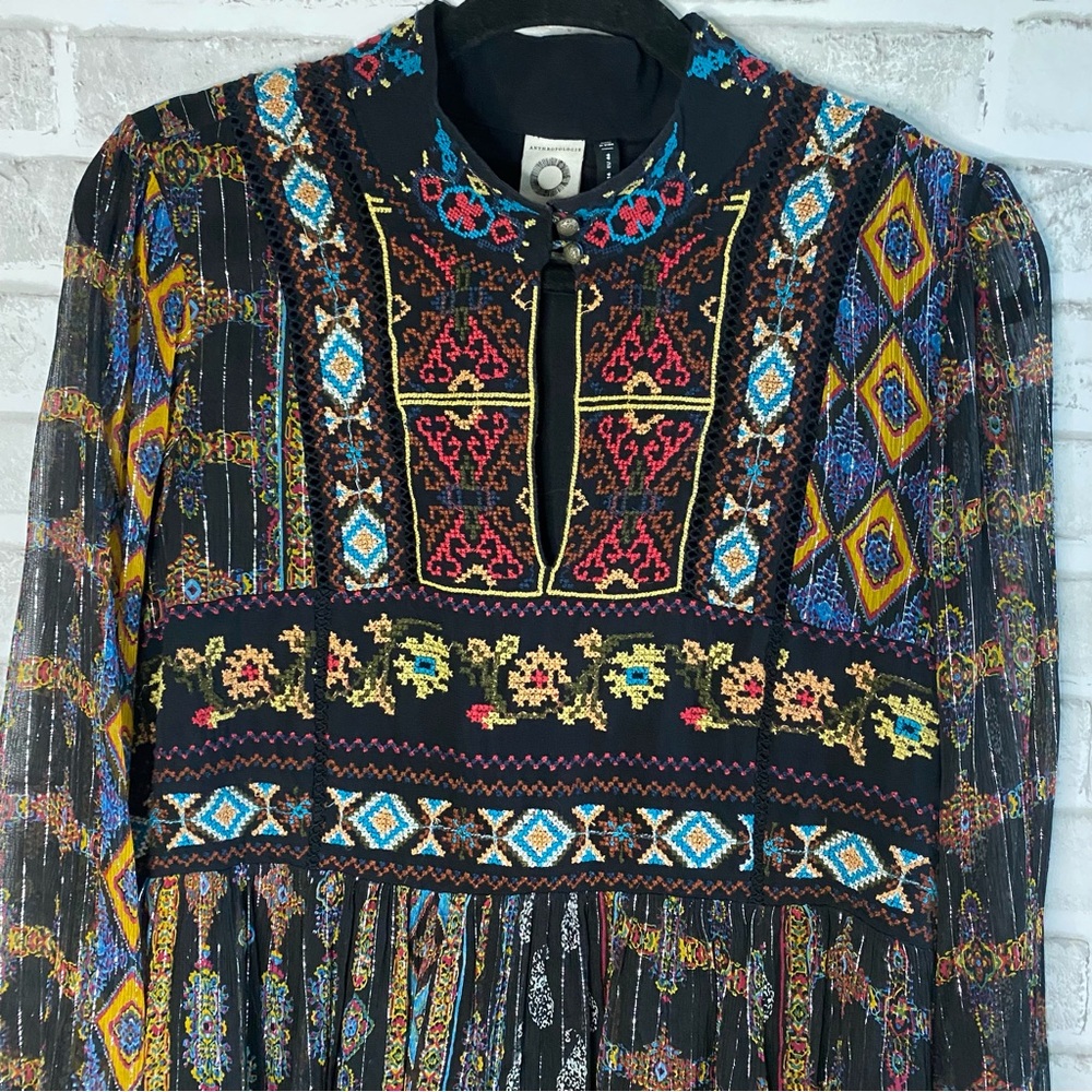 Bohemian Embroidered Mini Dress - Black Multi - Picture 6 of 11